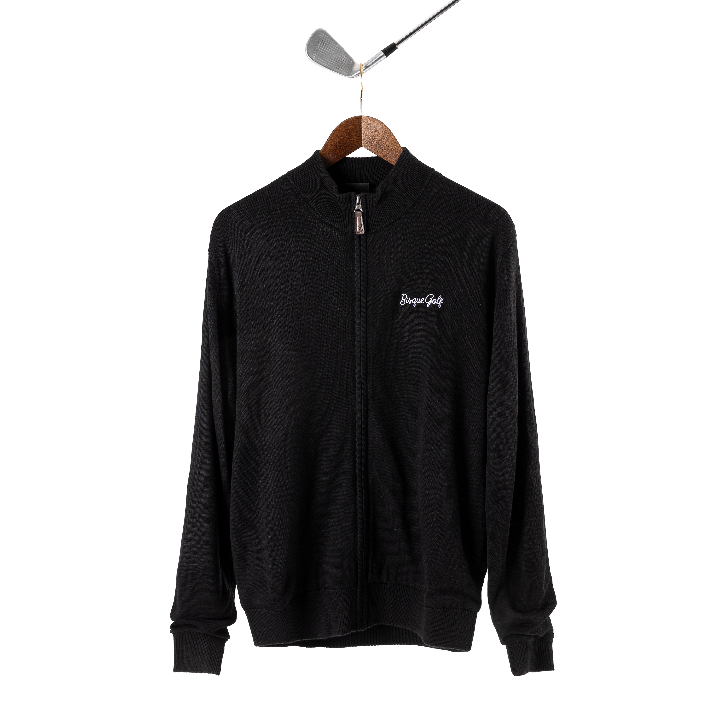local golf セーター ブラック FootJoy with Bisque drirelease Full-Zip Lined Sweater Black
