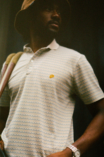 Public Drip Athlete Drip Stripe Polo - Creme