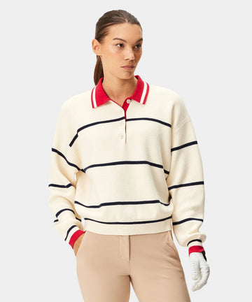 Macade Powder Club Knit Polo Sweater - Powder White