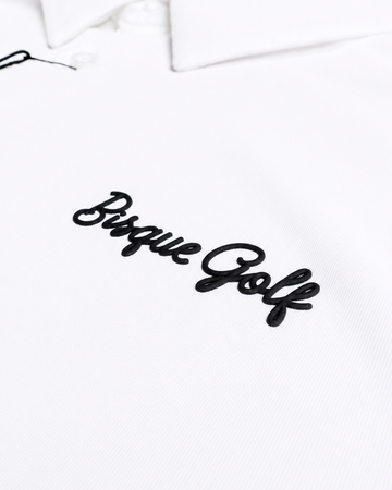 Bisque Golf Solid Performance Polo - Clear White/ Pitch Black