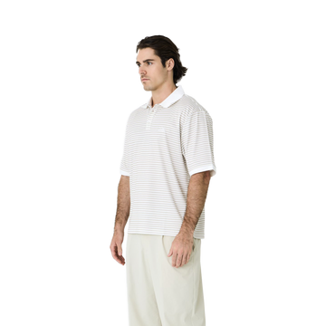 Left of Field Golf Mornington Polo Striped - Beige/White