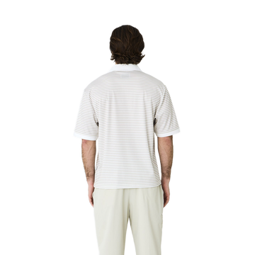 Left of Field Golf Mornington Polo Striped - Beige/White
