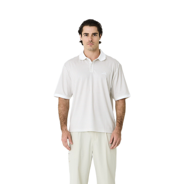 Left of Field Golf Mornington Polo Striped - Beige/White