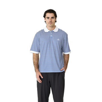 Left of Field Golf Mornington Polo Striped - Blue/White