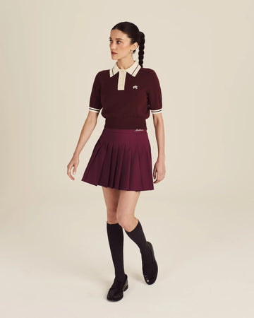 Malbon Golf Womens Mikayla Knit Polo - Red Mahogany