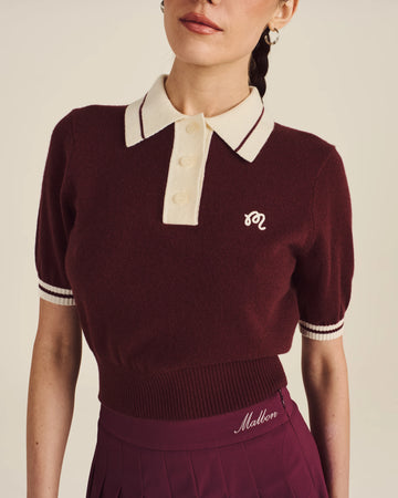 Malbon Golf Womens Mikayla Knit Polo - Red Mahogany