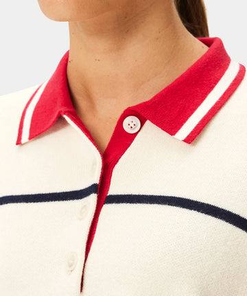 Macade Powder Club Knit Polo Sweater - Powder White