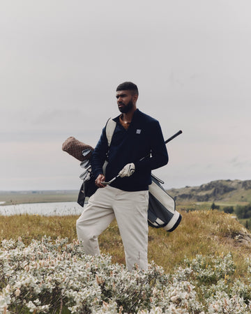 Manors Golf Merino Tech Windbreaker Midnight detail 3