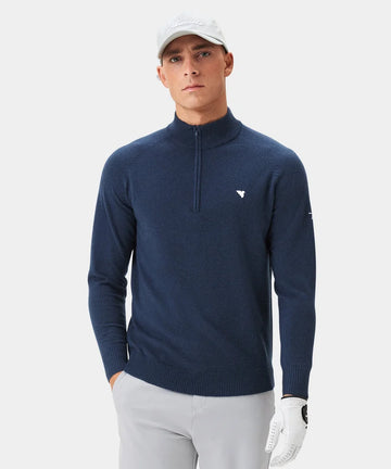 Macade Bridge Dark Blue Merino Quarter Zip