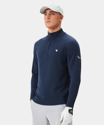 Macade Bridge Dark Blue Merino Quarter Zip