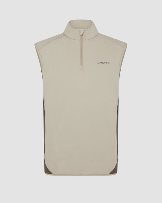 Manors Quarter Zip Tech Vest Sand