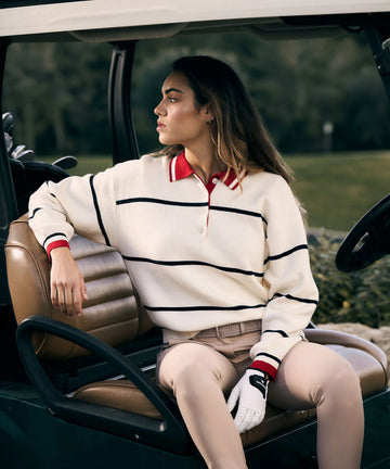 Macade Powder Club Knit Polo Sweater - Powder White