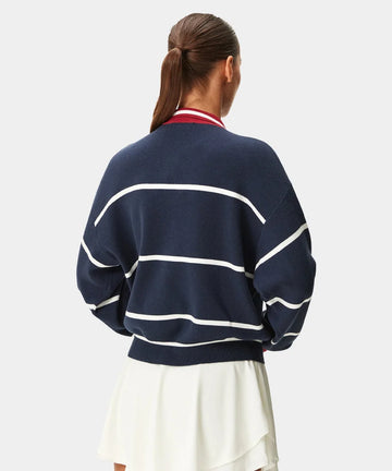 Macade Blue Club Knit Polo Sweater