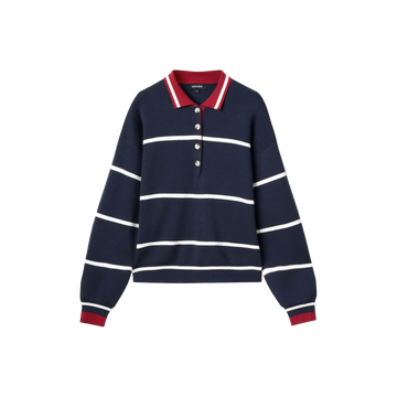 Macade Blue Club Knit Polo Sweater