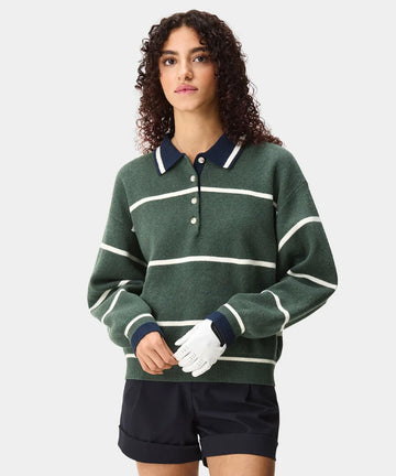Macade Green Club Knit Polo Sweater