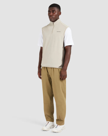 Manors Quarter Zip Tech Vest Sand