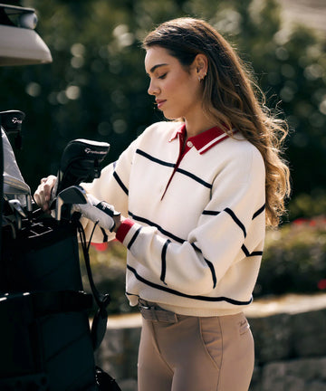Macade Powder Club Knit Polo Sweater - Powder White