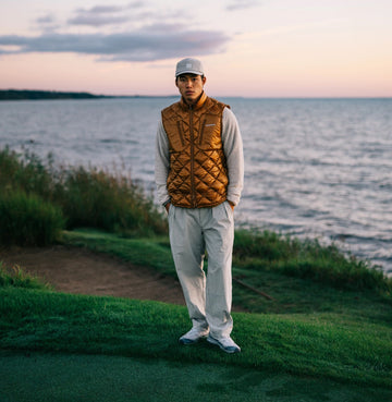 Manors Golf Argyle Pertex Gilet - Clay