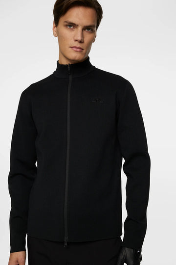 J. Lindeberg Bo Tech Knit Zip Sweater "Black"