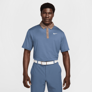 Nike M Dri-FIT Tour Contrast Polo - Diffused Blue/MiBrown/White