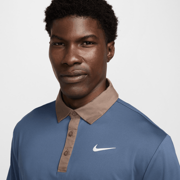 Nike M Dri-FIT Tour Contrast Polo - Diffused Blue/MiBrown/White