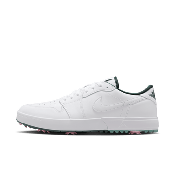 Air Jordan 1 Low G Spiked "Masters" Golf Shoes - White/Fir-Black-Elemental Pink