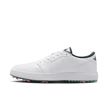 Air Jordan 1 Low G Spiked "Masters" Golf Shoes - White/Fir-Black-Elemental Pink