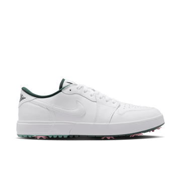 Air Jordan 1 Low G Spiked "Masters" Golf Shoes - White/Fir-Black-Elemental Pink