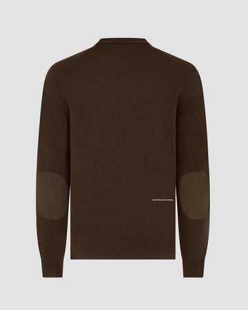 Manors Golf Merino Tech Crewneck - Hickory Brown