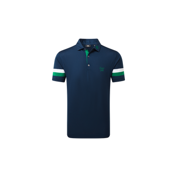 FootJoy x Bisque Golf Stretch Pique Striped Sleeve Polo - Navy/Green