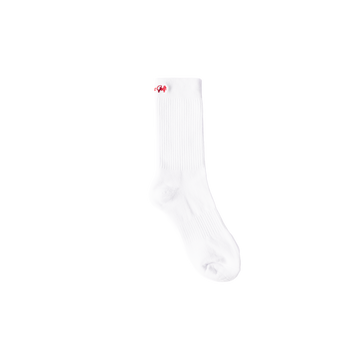 Bisque Golf Crew Sock Red Script Side - White