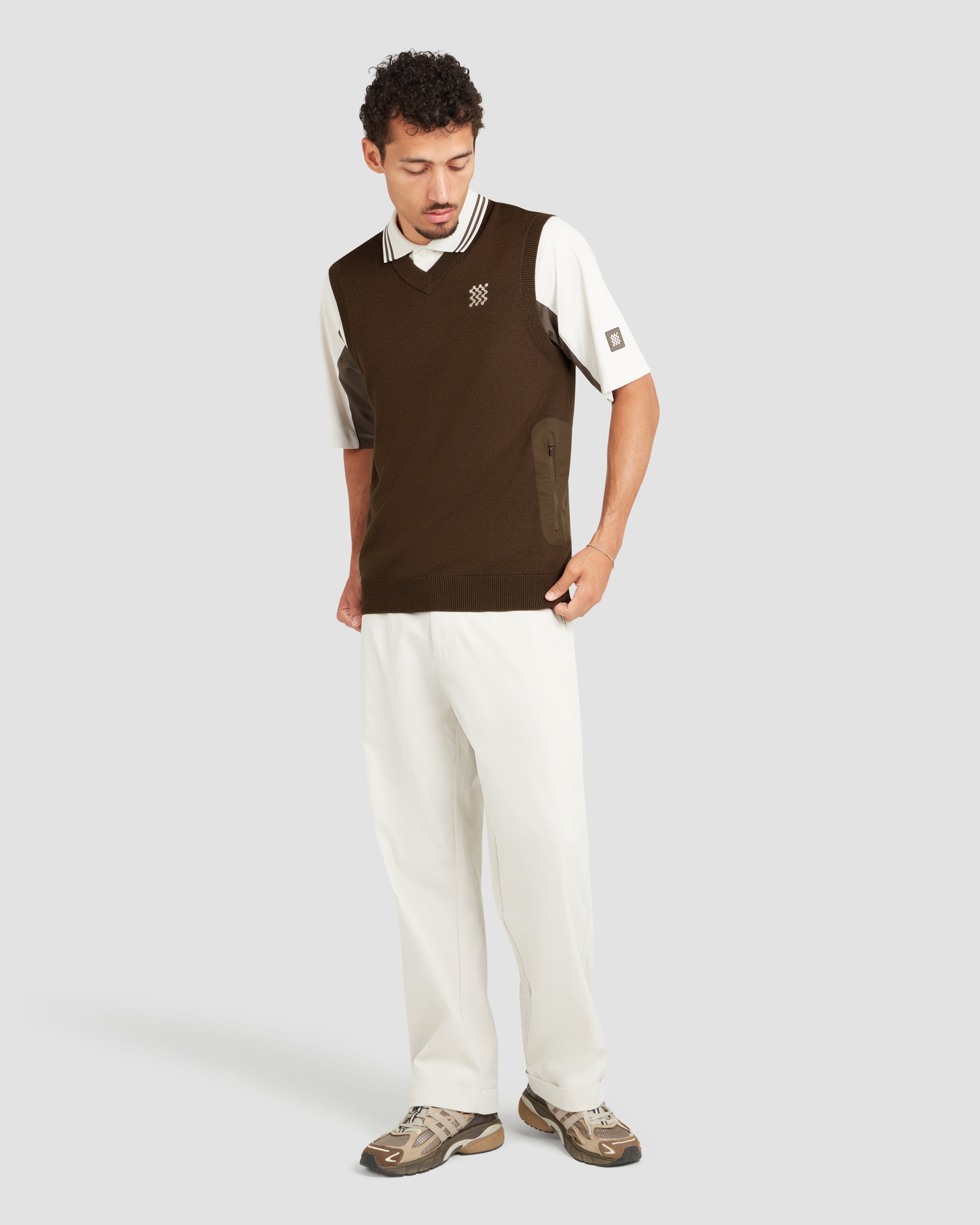 Manors Golf ベスト Manors Golf Merino Tech Vest - Hickory Brown – Bisque Golf