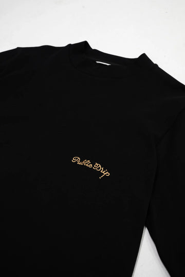 Public Drip Long Sleeve Mock - Black