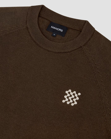 Manors Golf Merino Tech Crewneck - Hickory Brown