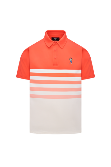 Eastside Golf Snap Placket Polo - Ombre Stripe Print Lava/Jetstream