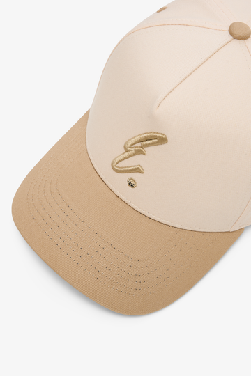 5 Panel 2 Tone Hat E Hat - Jetstream/Khaki - Detail