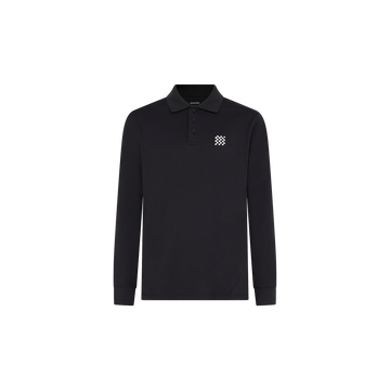 Manors Longsleeve Course Polo - Black, front view