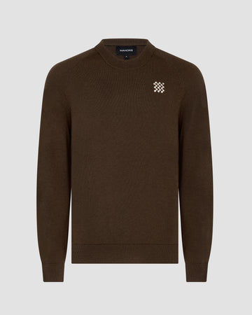 Manors Golf Merino Tech Crewneck - Hickory Brown
