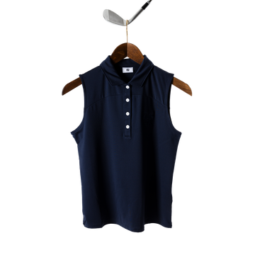 FootJoy with Bisque Mesh Back Sleeveless Lisle Shirt Women's Navy