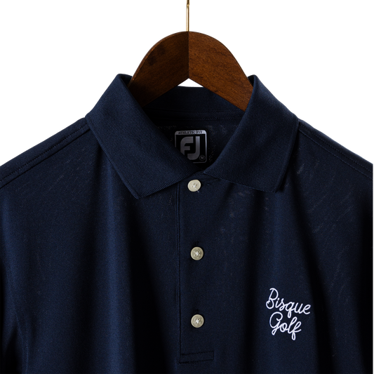 FootJoy with Bisque Stretch Pique Solid Rib Knit Collar Navy