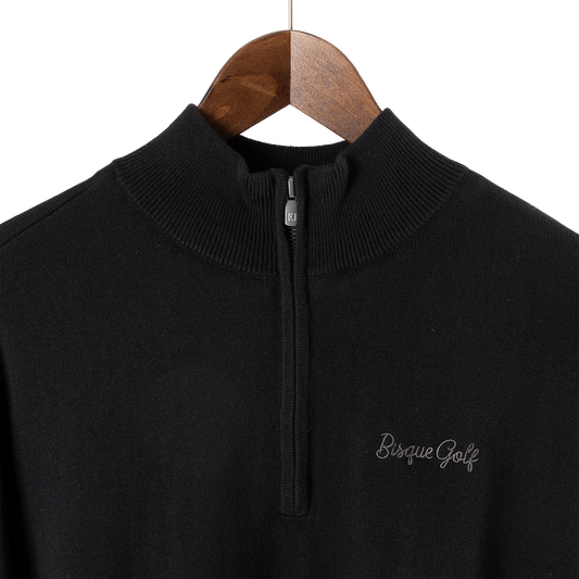 FootJoy with Bisque Wool Blend 1/2 Zip Lined Pullover Black