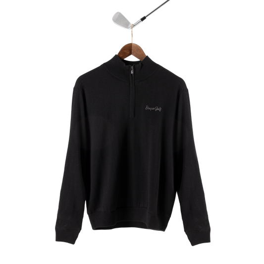 FootJoy with Bisque Wool Blend 1/2 Zip Lined Pullover Black