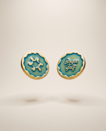 Bisque Ball Marker Matte Gold/ Aqua 30mm x 4mm