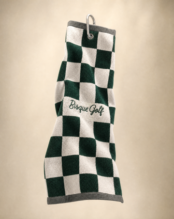 Bisque Golf Jaquard Velvet Tri-Fold Towel - Checkered Dark Green