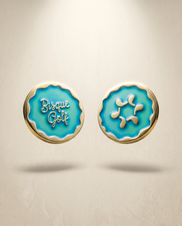 Bisque Ball Marker Aqua/ Gold 30mm x 4mm