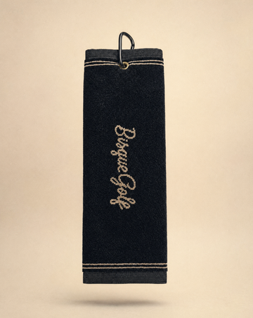 Bisque Golf Jaquard Velvet Tri-Fold Towel - Black