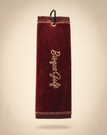 Bisque Golf Jaquard Velvet Tri-Fold Towel - Maroon
