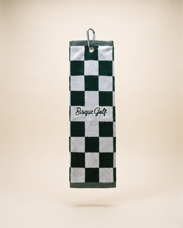 Bisque Golf Jaquard Velvet Tri-Fold Towel - Checkered Dark Green