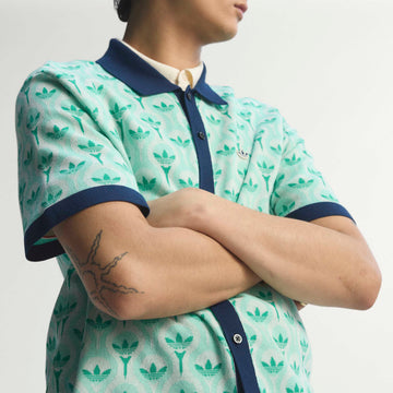 adidas Originals Golf Novelty Knit Polo - White/Clear Mint/Court Green