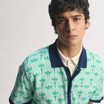 adidas Originals Golf Novelty Knit Polo - White/Clear Mint/Court Green